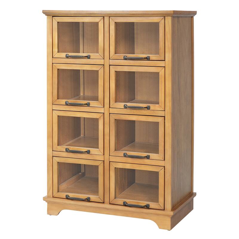 Christopher Knight Home - Modern Rubberwood Storage Cabinet with 8 Glass Doors