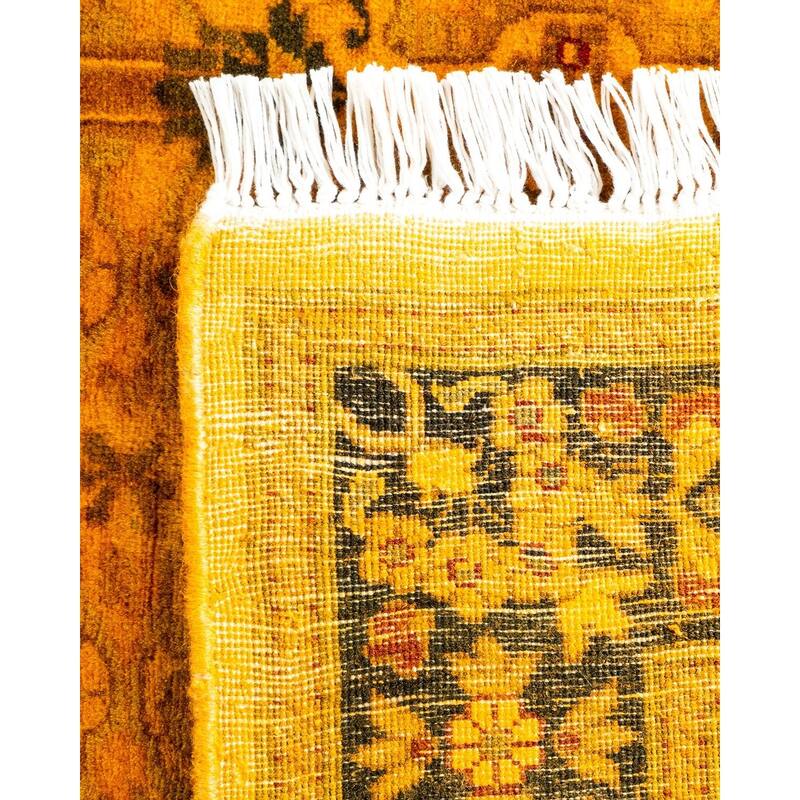 Overton Hand Knotted Wool Vintage Inspired Modern Contemporary Overdyed Gold Runner Rug - 2' 7" x 12' 3"