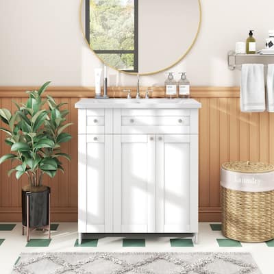 White Bathroom vanity with Single Sink ,Combo Cabinet Undermount Sink