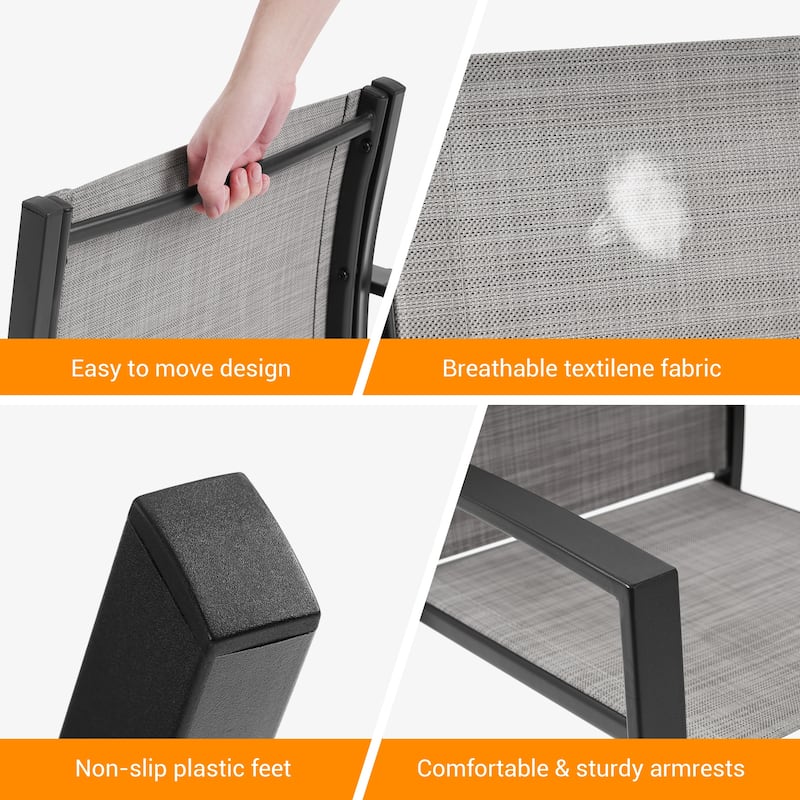 LIVOOSUN Patio 4pcs Textilene Conversation Set /w a Coffee Table