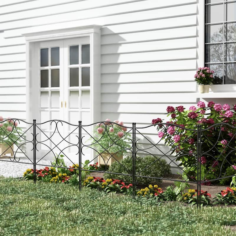 24.4'' Hx23.6'' W Steel Trellis Decorative Metal Fence Panel(5/10 PCS)