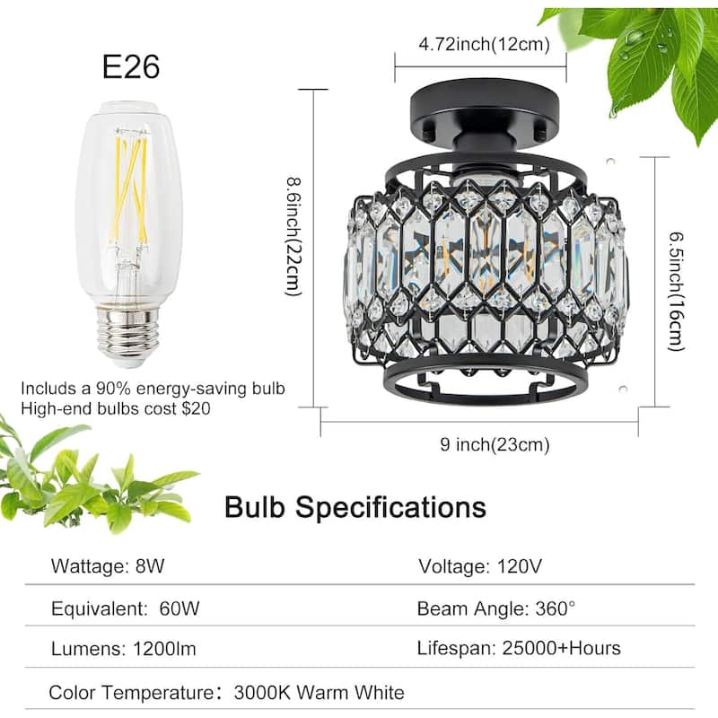 Led chandelier light black+clear entryway light glass, metal ceiling light