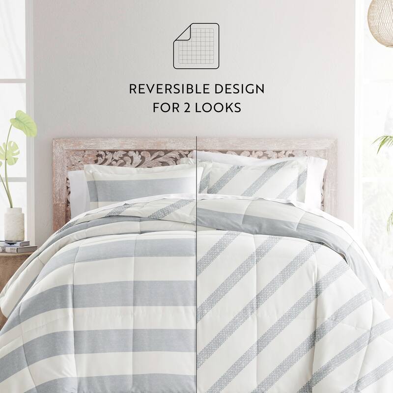 Becky Cameron Premium Distressed Stripe Reversible Comforter Set