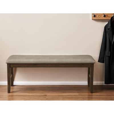 Wood Dining Bench 49 Inch Upholstered Faux Leather - 48.5” x 14” x 19”