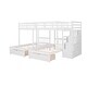 preview thumbnail 15 of 38, Modern Full Over Twin&Twin Triple Bunk Bed with Drawers and Guardrails,Solid Construction for Kids
