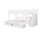 preview thumbnail 15 of 18, Wood Triple Bunk Bed with Drawers and Guardrails, White