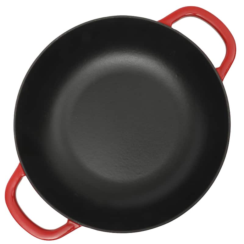 Crock Pot Artisan 5 Quart Cast Iron Braiser Everyday Pan With Borasilicate Lid - Red