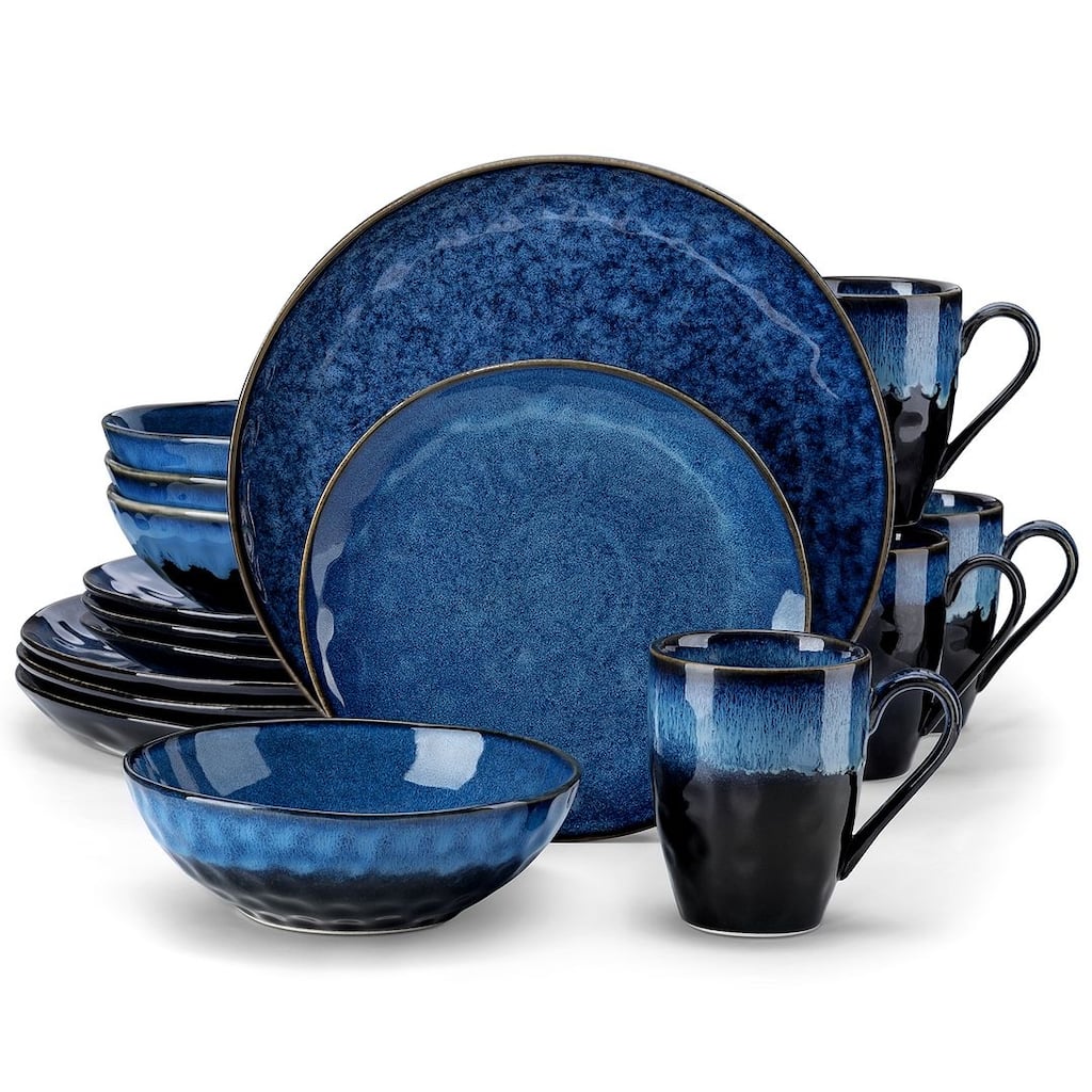 vancasso Starry Flambe Glaze Vintage 16-Piece Dinnerware Set
