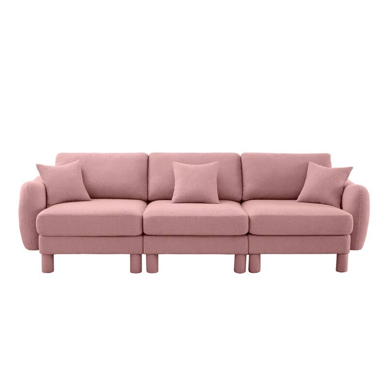 109.4" 3-Seater Modern Upholstered Sofa Couch, Deep-Seat Sectional Sofa with Shell-Shaped Armrests, Leisure Sofa for Living Room