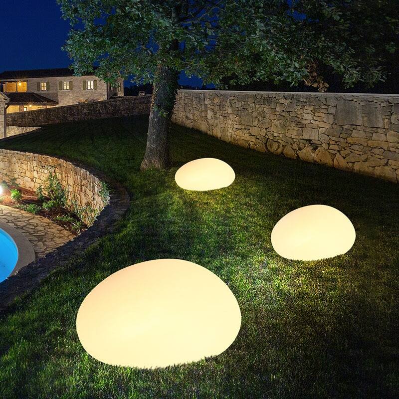 Pebble Solar LED Glow Pathway Garden Light with Remote - 12"
