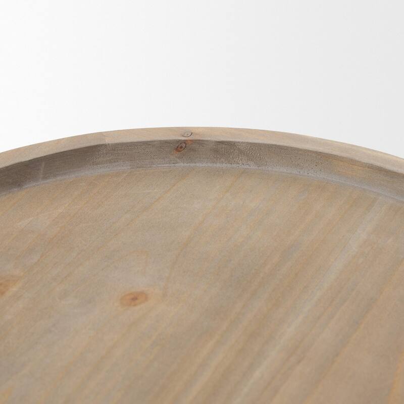 Virve Round Light Brown Wood w/ Gray Wash Wooden Trays - 13.3L x 13.3W x 5.8H