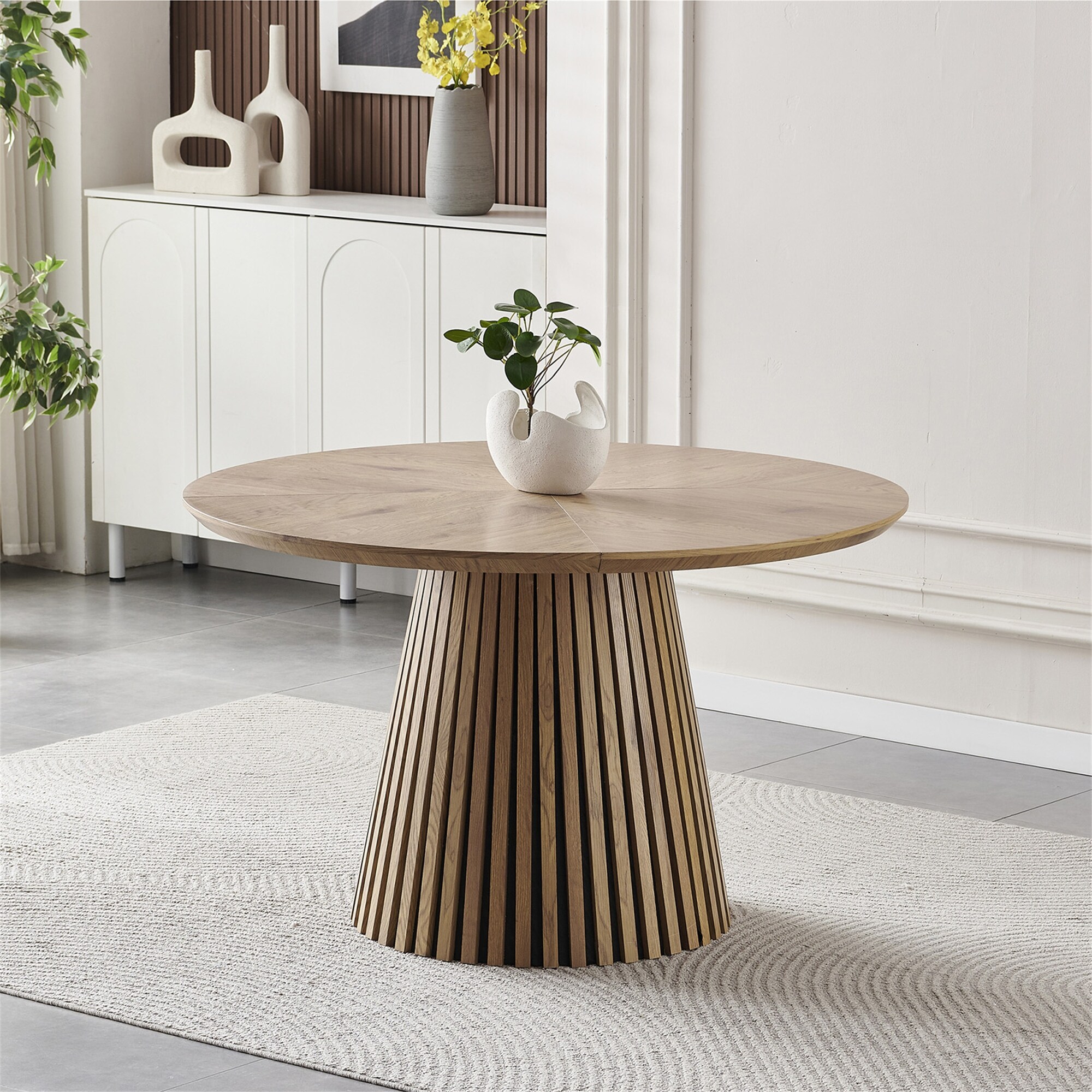 ダイニングテーブル sweetback Modern Round Wood Dining Table, Multi-Functional & Space-Saving