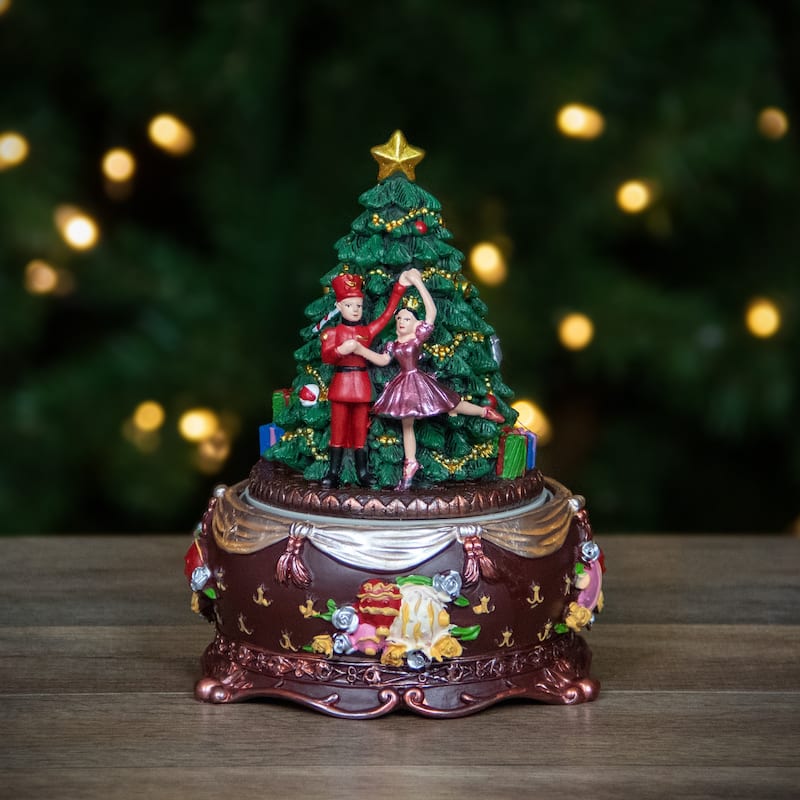 Musical Nutcracker and Ballerina Christmas Decoration - 6.25"