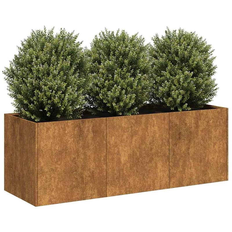 vidaXL Planter Raised Garden Bed Plant Flower Stand Rusty Weathering Steel - 47.2" x 15.7" x 15.7"
