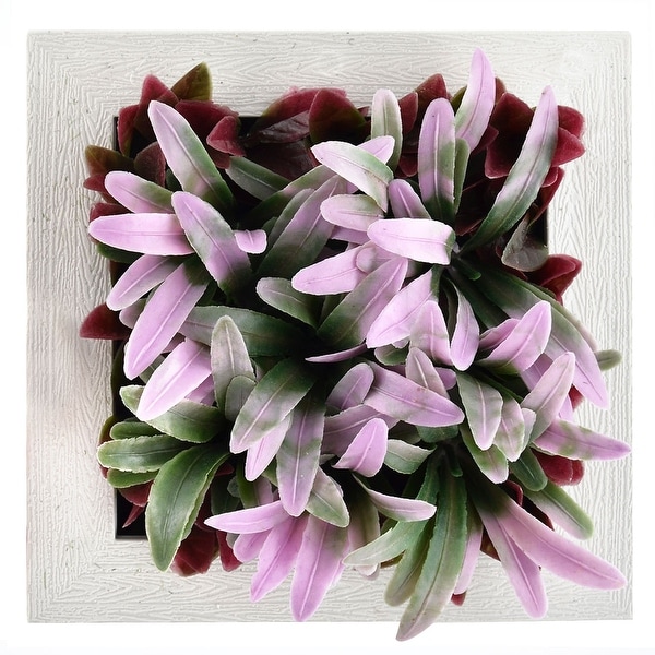 Living Room Plastic Flower Shaped Artificial Plant Decor Hang Frame 15cm x 15cm