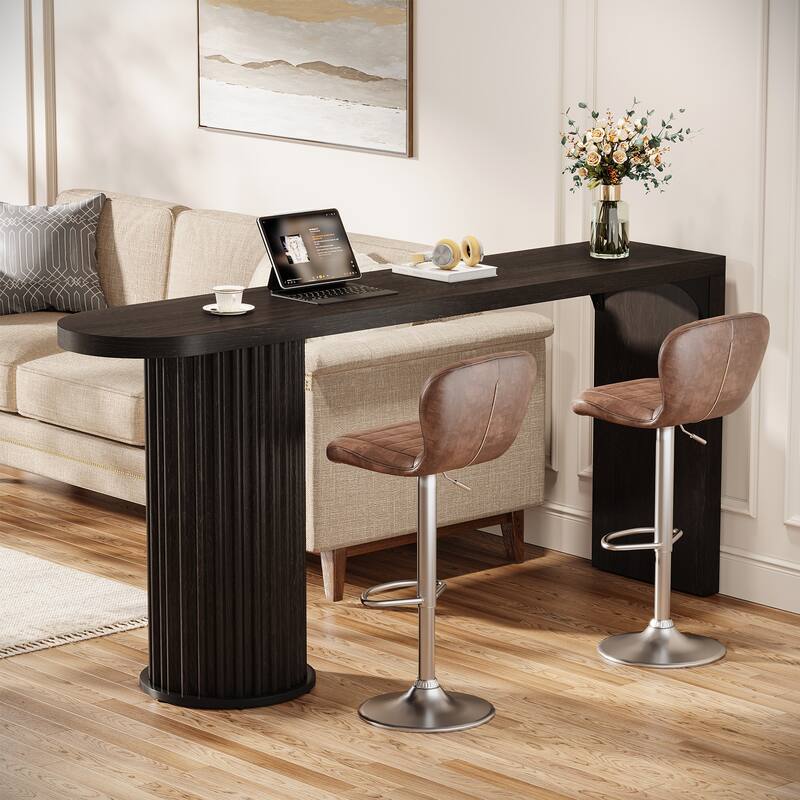 63 Inch Long Bar Table, Rectangle Bar Height Dining Table, Black Modern Pub Table for Kitchen, Living Room, Bistro