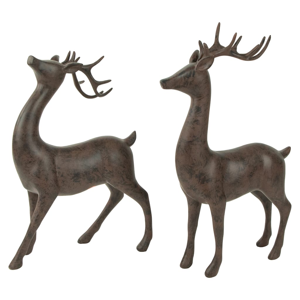 Set of 2 Brown Deer Christmas Decorations 14"