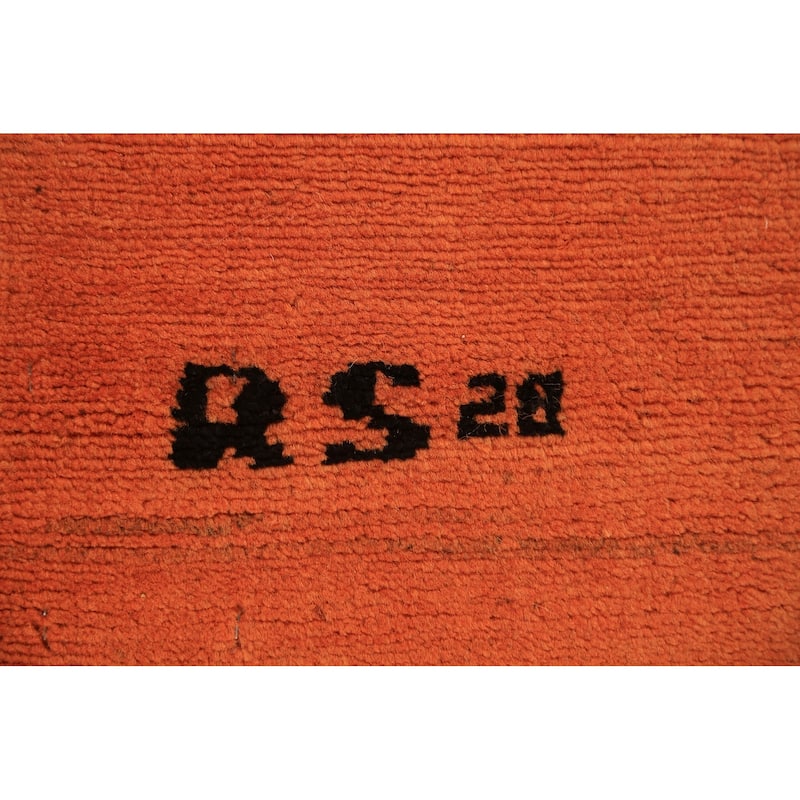Orange Gabbeh Modern Rug Handmade Oriental Solid Wool Carpet - 3'10" x 5'9"