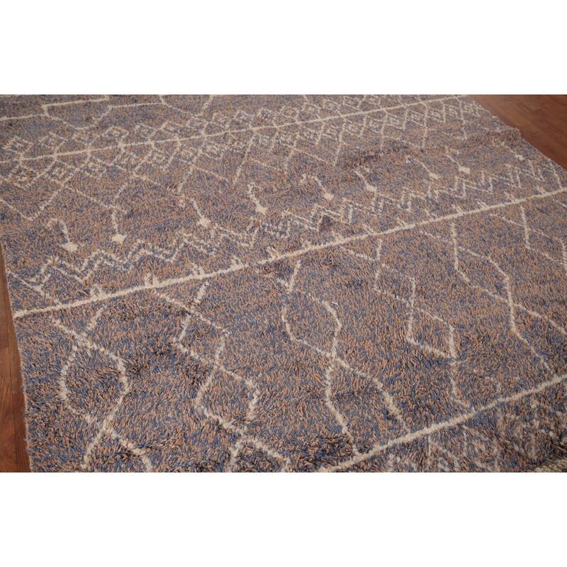 Plush Moroccan Area Rug Hand-Knotted Wool Carpet - 6'9" x 10'3"