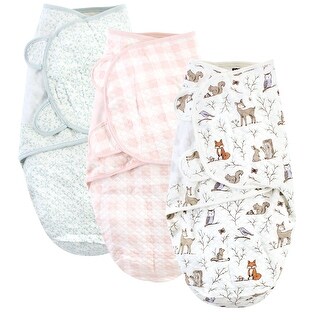 Hudson Baby Infant Girl Quilted Cotton Swaddle Wrap 3pk, Enchanted Forest, 0-3 Months - Enchanted Forest - 0-3 Months