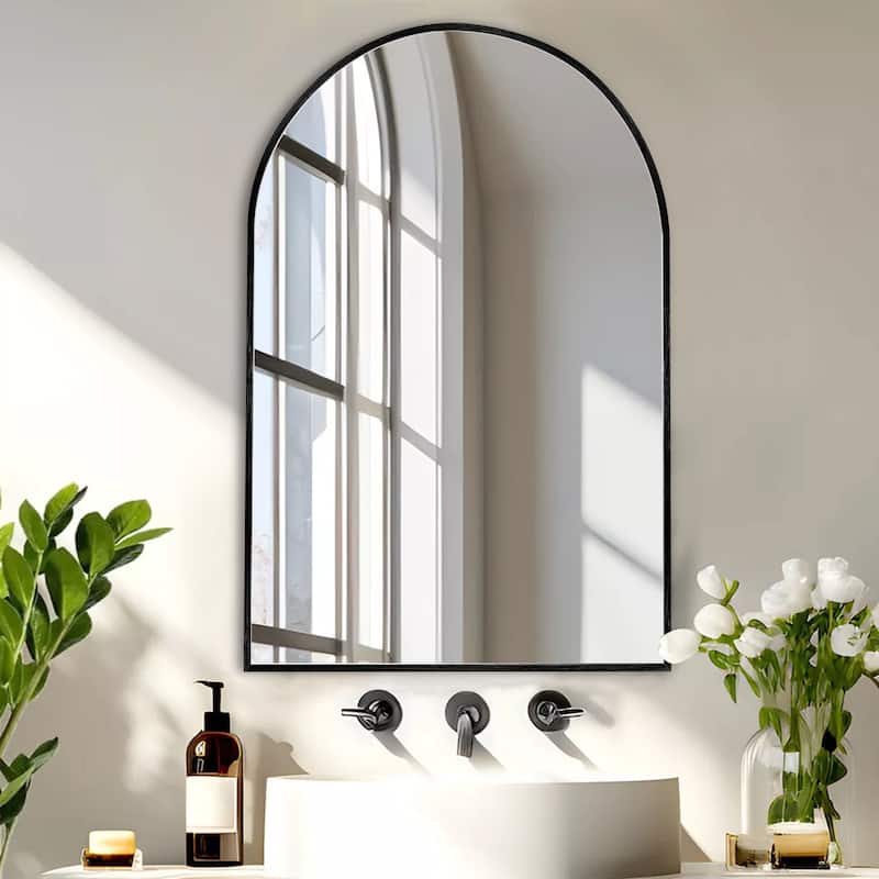 Bathroom Arch Aluminum Wall Mirror Vanity Mirrors - 1 PACK - Black