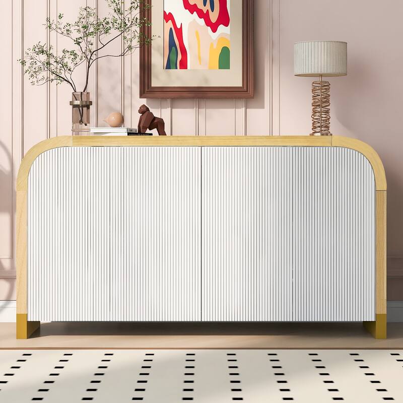 4-door Curved Corner Design Wavy Door Panel Cabinet