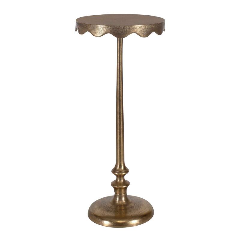 Copper Grove Brass Antique Aluminum Scalloped Round Accent Table