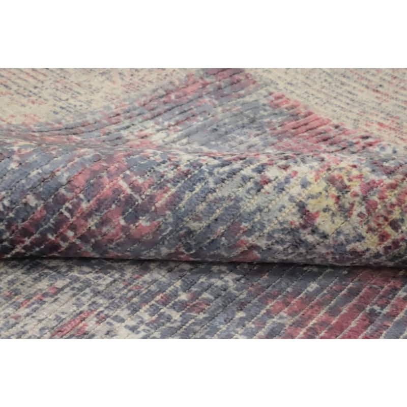 Hand Knotted Oriental Viscose Silk Carpet Modern Abstract Pink Abstract Area Rug - 8' 1'' X 5' 1''