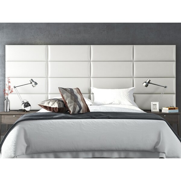 Vant Upholstered Wall Panels (Headboards) Sets of 4 - Deluxe Leather - Cream White - 30 Inch - Full-Queen.