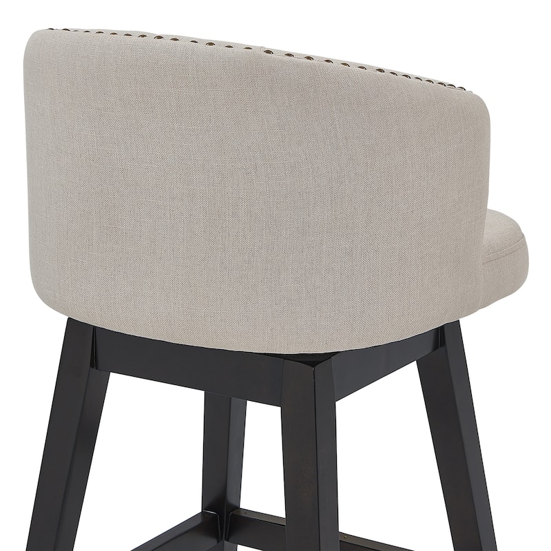 Celine Grey or Tan Upholstered Swivel Bar or Counter Stool