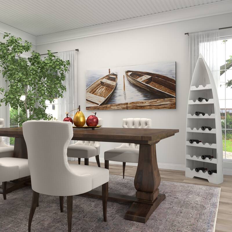 Wood Boat 25 Bottle Standing Wine Rack - White - Roche River Decor