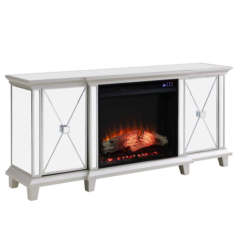 SEI Furniture Talmar Mirrored Fireplace Media TV Stand for TV's up to 62"