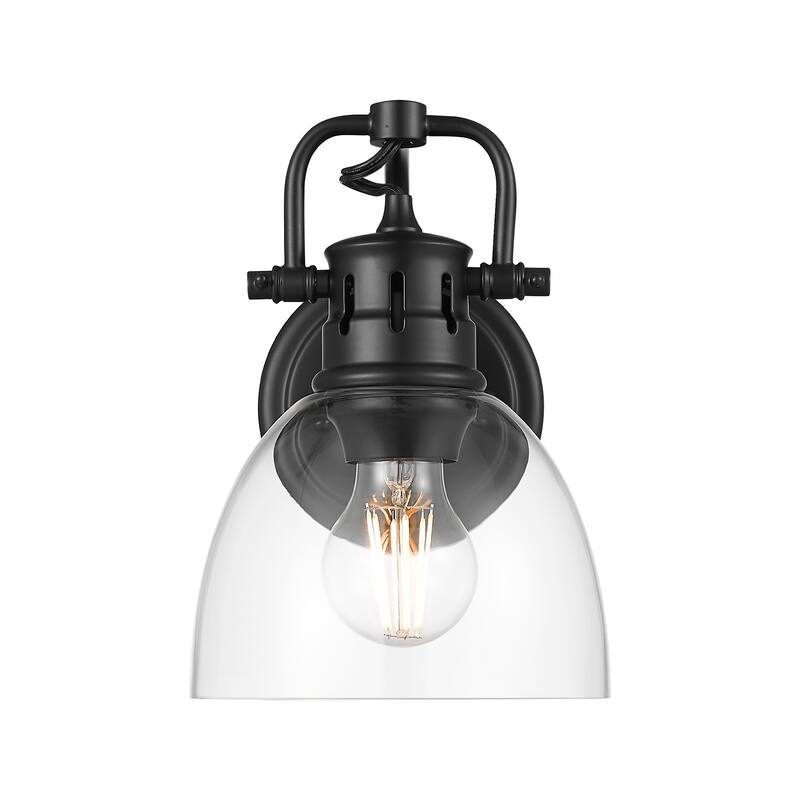 Yep by Golden Lighting Duncan 1-light Vanity in Matte Black and Clear Glass