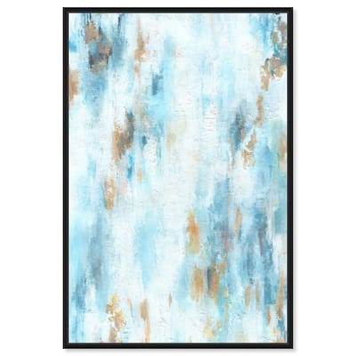 Art Remedy Textured Shades Framed Blue Abstract 1 Piece Canvas Wall Art