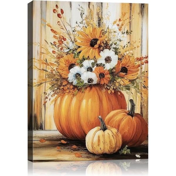 Rustic Autumn Fall Floral Pumpkin Wall Art Decor - Bed Bath & Beyond ...