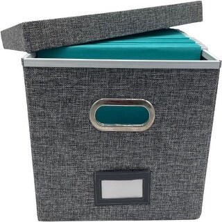 File Box Storage Organizer with lid - Gray - Bed Bath & Beyond - 39462381