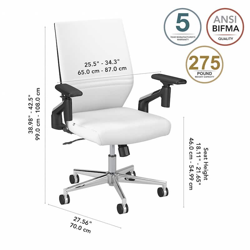 Laguna Mid Back Leather Office Chair by Bush Business Furniture