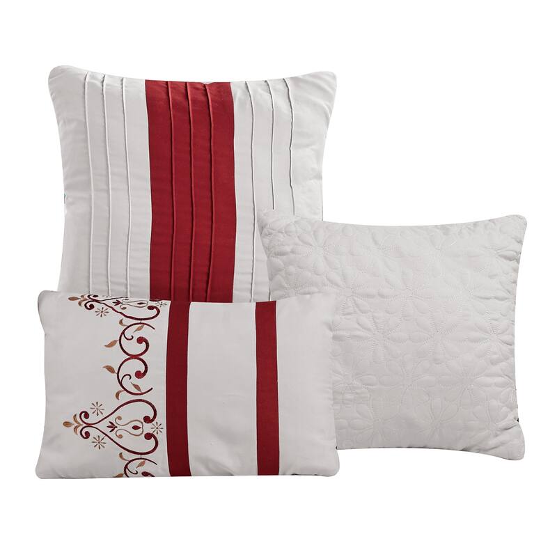 7 Piece Comforter Set Embroidered Design Bed in a Bag