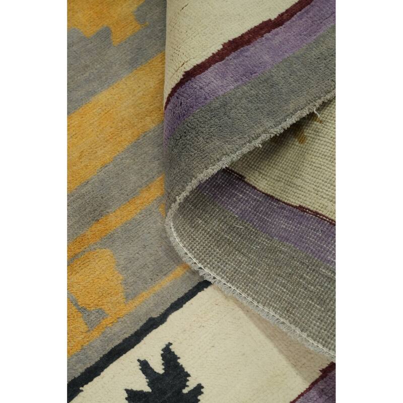 Vegetable Dye Gabbeh Turkish Area Rug Handmade Wool Carpet - 8' 10'' X 5' 11''