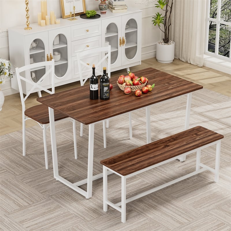Four-Piece Set Table and Chair with Backrest,Solid Structure