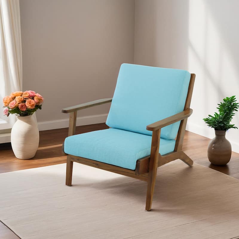 Kymber Teak Wood Linen Lounge Chair