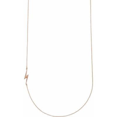 Curata 14k Yellow, Rose or White Gold 23.3x6.2mm Lightning Bolt Station 16-18" Necklace
