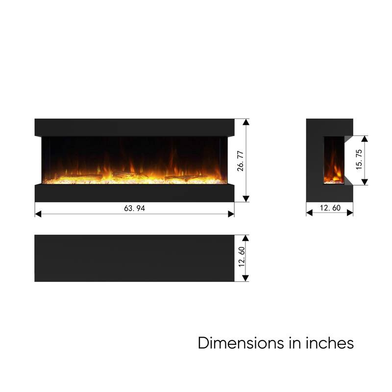 Electric Fireplace Heater with Multi Color Flam