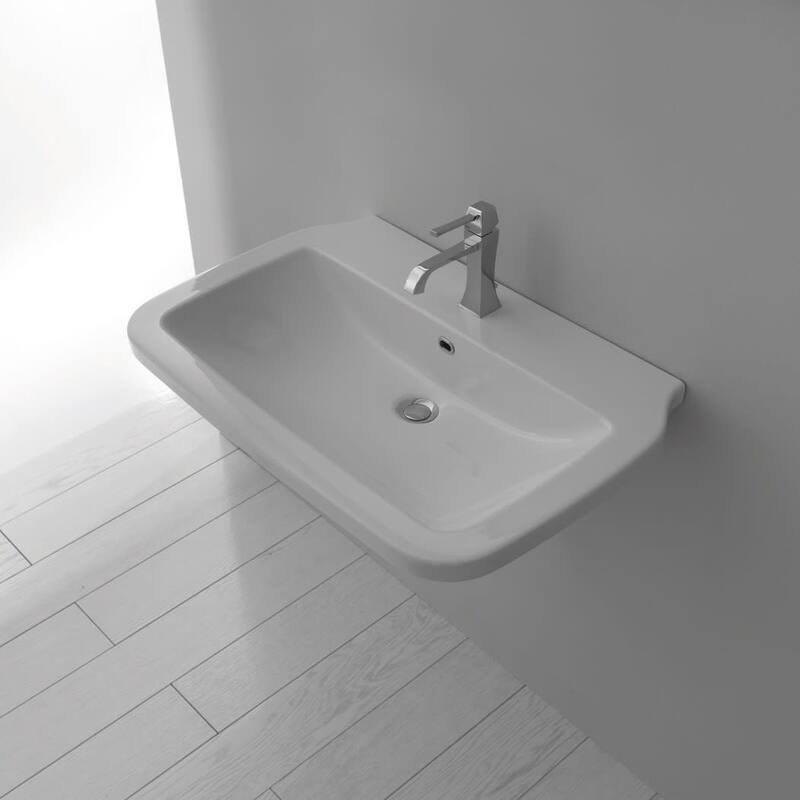 WS Bath Collections 29-1/2" Ceramic Wall Mounted / Vessel Bathroom - White