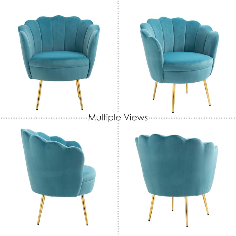 Scalloped Velvet Arm Chair Living Room Accent Chair