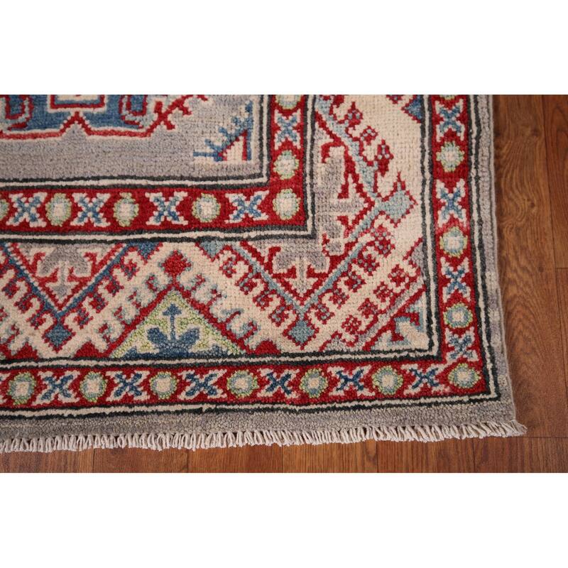 Traditional / Geometric Kazak Oriental Runner Rug Handmade Wool Carpet - 2'7" x 20'1"