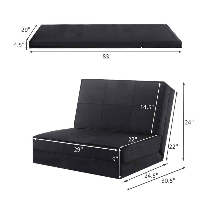 Costway Convertible Fold Down Chair Flip Out Lounger Sleeper Bed Couch