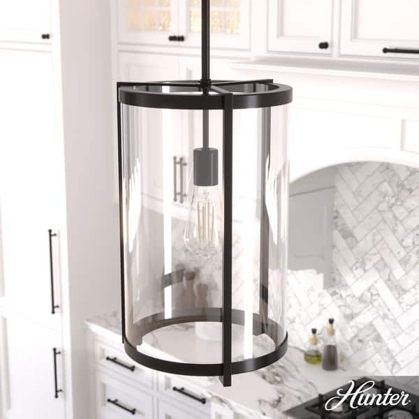 slide 2 of 16, Hunter Astwood 1-Light Pendant - Kitchen Island, Dining Room, Entry - Art Deco, Contemporary, Clear Glass Matte Black