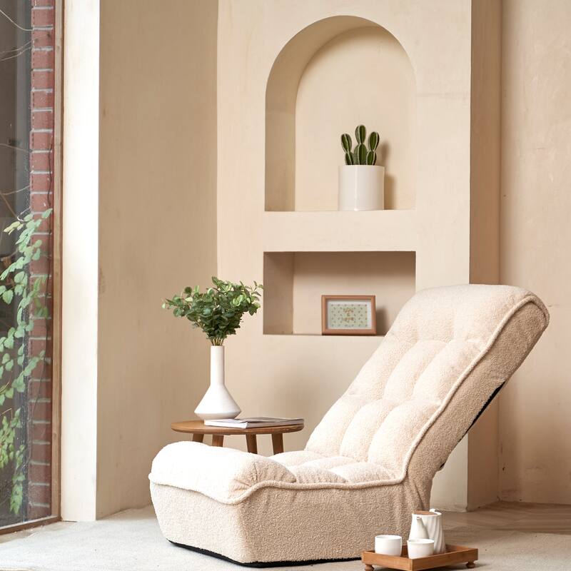 White 23.6" High Back Foldable Recliner Chair