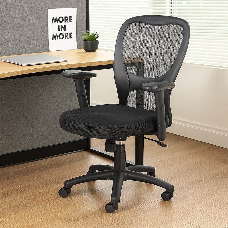 Lene Everyday Task Chair, Black CaressoftPlus Vinyl, Adjustable Arms